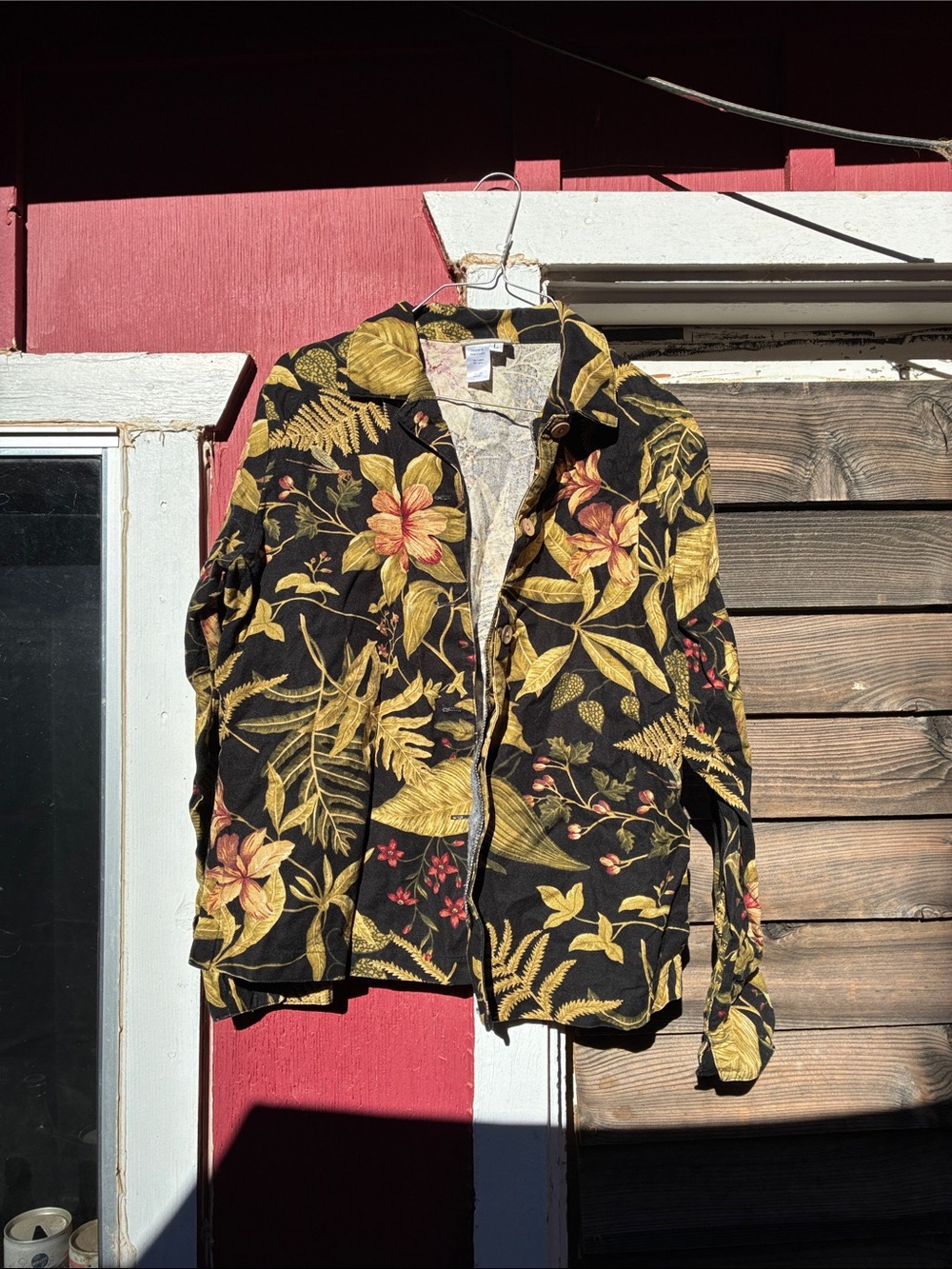 Coldwater Creek Black Jacket with green  & Red Floral Foliage